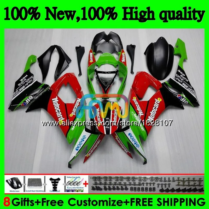 Корпус для KAWASAKI ZX1000C ZX-10R ZX 10R 1000CC 17BS. 20 ZX1000 ZX 10 сотрудников отдела исследований ZX10R 08 09 10 2008 2009 2010 Красный Зеленый ABS комплект обтекателей
