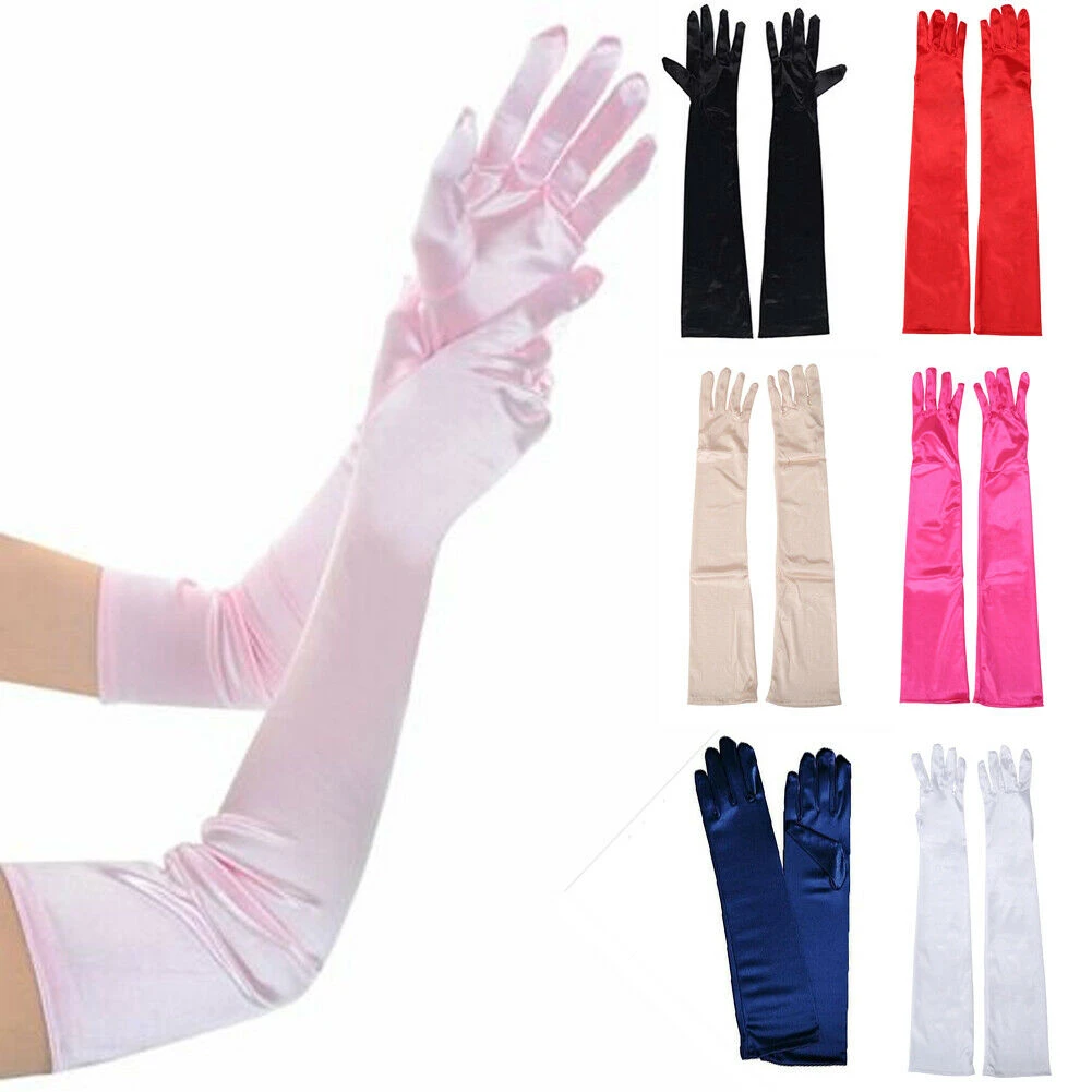 Frau kurze Handgelenk Handschuhe glatt Satin Party-Kleid Prom Abend Hochzeit TOP Frau kurze Handgelenk Handschuhe glatt Satin Party-Kleid Prom Abend Hochzeit TOP