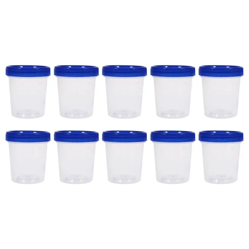 

10pcs 120ml Disposable Plastic Measuring Cups with Lid Transparent Specimen Cup
