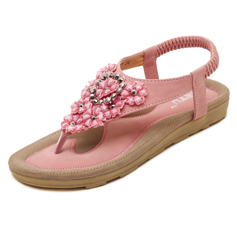 

Women Sandals Bohemia Flat Sandals Shoes Woman String Bead Flip Flop Beach Sandals Casual Shoes Female