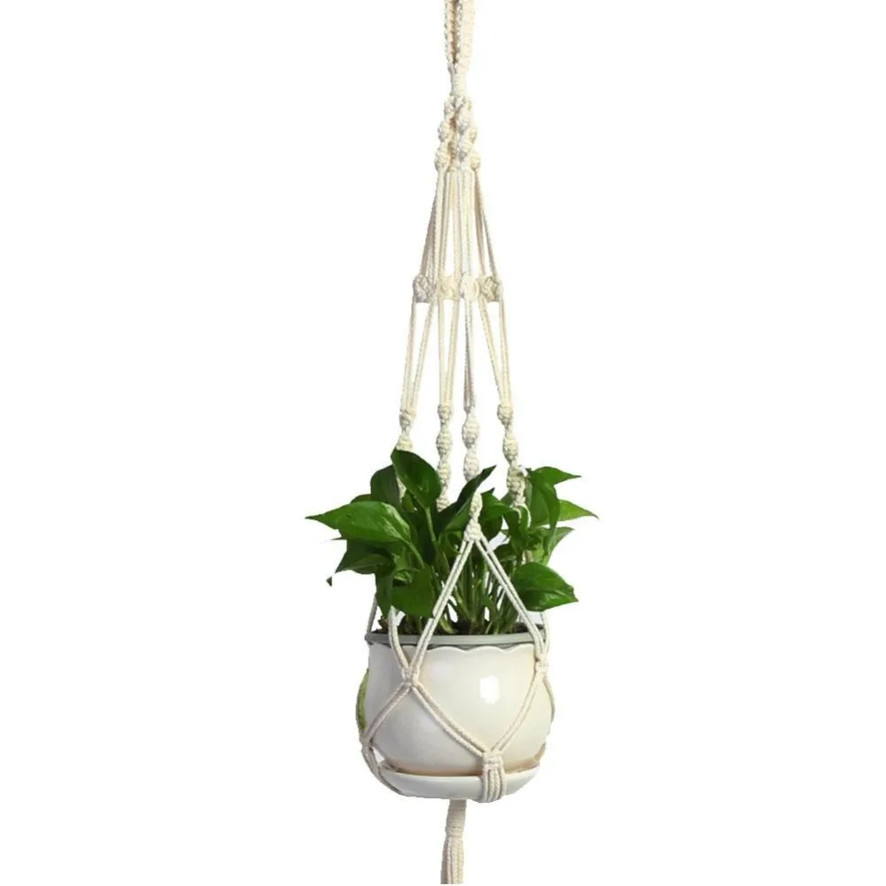Садовая декоративная веревка вешалка для растений макраме хлопок комнатное растение открытого грунта подвесной держатель корзины сетчатый карман