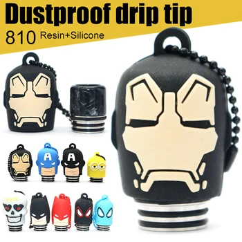 

Whloesale 100pcs 810 dustproof drip tip with iron Batman ect cap for TFV8 TFV12 prince revenger NRG ijust 3 Atomizer DHL