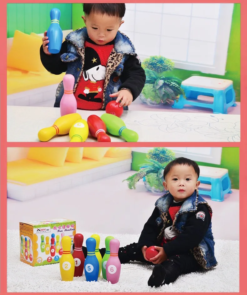 Children Wooden Fun Bowling Toys Casual Entertainment Toy Bowling Educational Toy Casual Entertainment