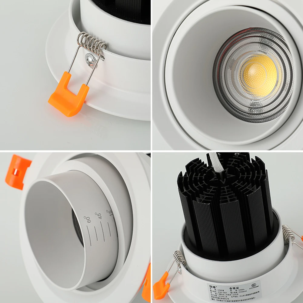US $11.28 DBFBeam Angle Adjustable 154560 Degrees Recessed LED Downlight 5W 10W 15W Dimmable LED Ceiling Spot Light AC90265V 3000K