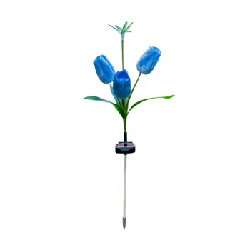 

2020 New Solar Garden Stake Light 4 LEDs Tulip Flower Ground Light Solar Lawn Lamp for Garden