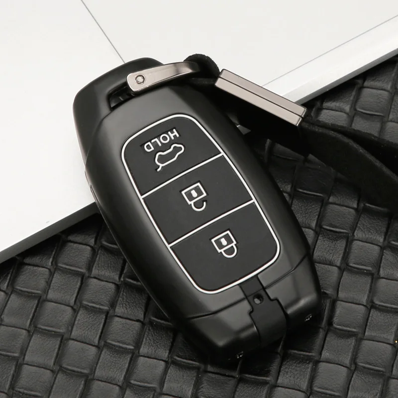 Black White Чехол для ключей автомобиля из цинкового сплава для hyundai Ix35 Solaris i30 Elantra Tucson Accent Santa Fe Azera Verna Elantra Grandeur Ig - Название цвета: Black White