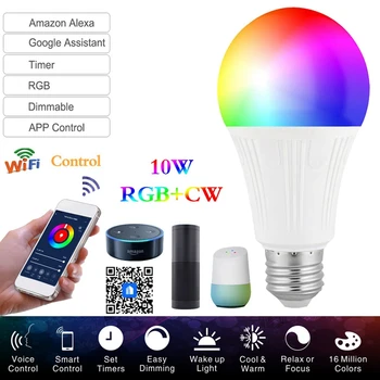 

LED Bulb Smart Wifi Bulb Led Light RGBW 10W E27 APP Remote Control Color for Amazon Alexa for Google Home