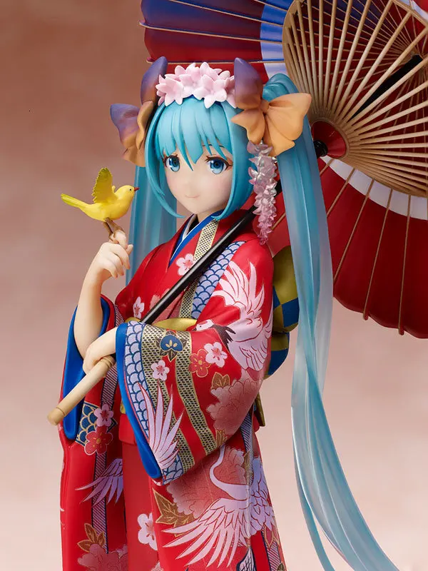 

anime vocaloid hatsune miku red traditional japanese kimono bathrobe pvc action figure collectible model 23cm Toy Christmas gift