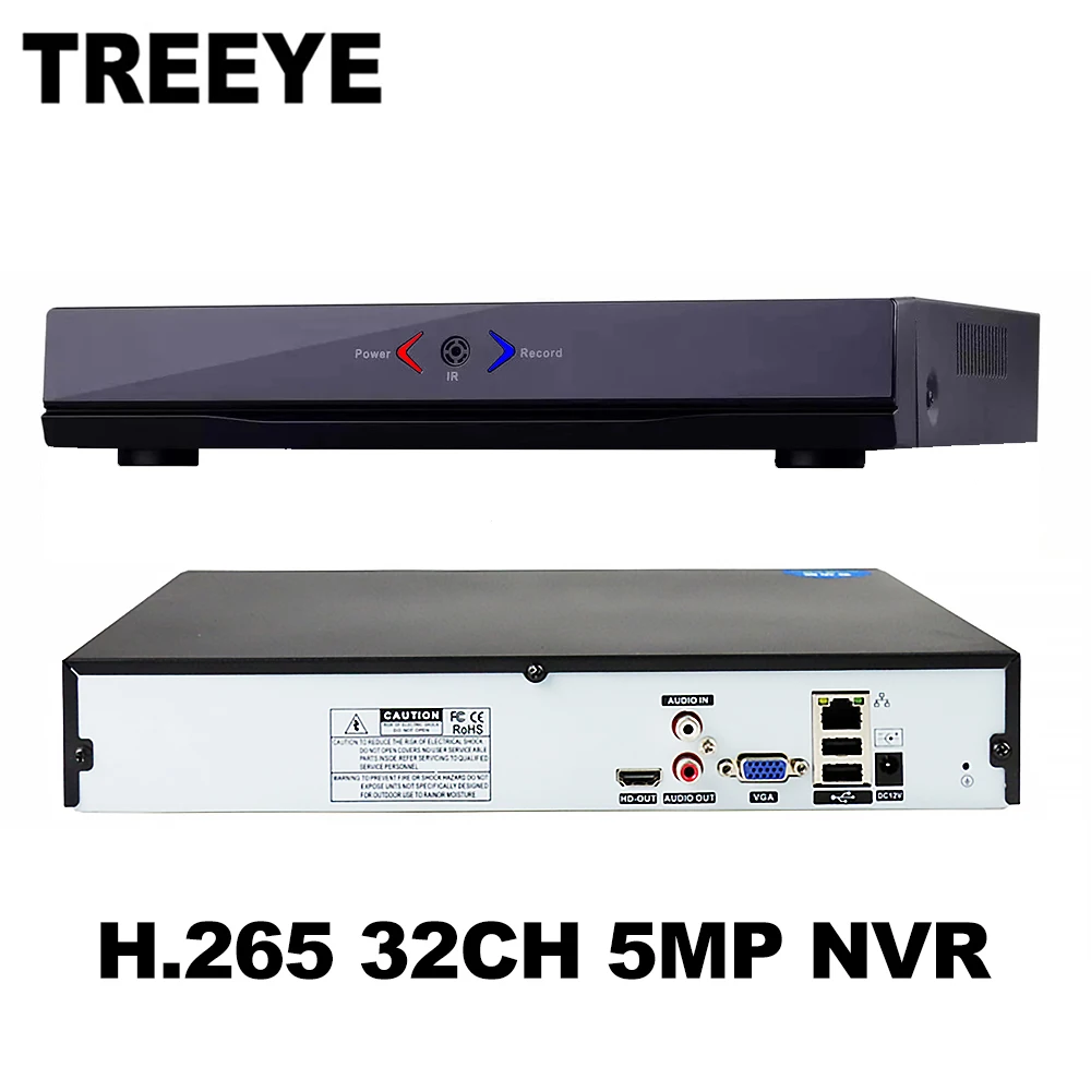 

TREEYE XMeye H.265 HEVC 8CH*4K/32CH*5MP Network Video Recorder 32 Channel 5mp IP camera Onvif 2.0 CCTV NVR 2 SATA HDD