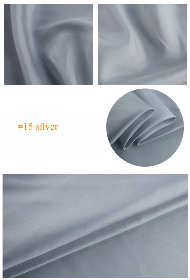Чистый шелк тутового шелкопряда подкладка ткань habutai Tissu - Цвет: 15 silver