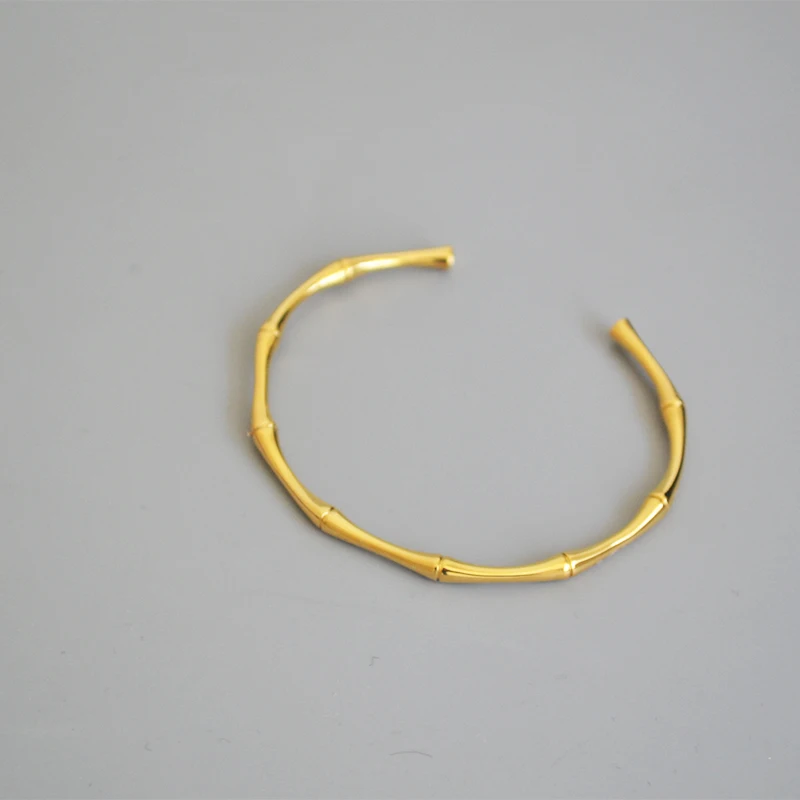 316L Stainless Steel Bamboo Open Thin Bangle Handmade Anniversary Gift bangle bracelet stainless steel bracelet