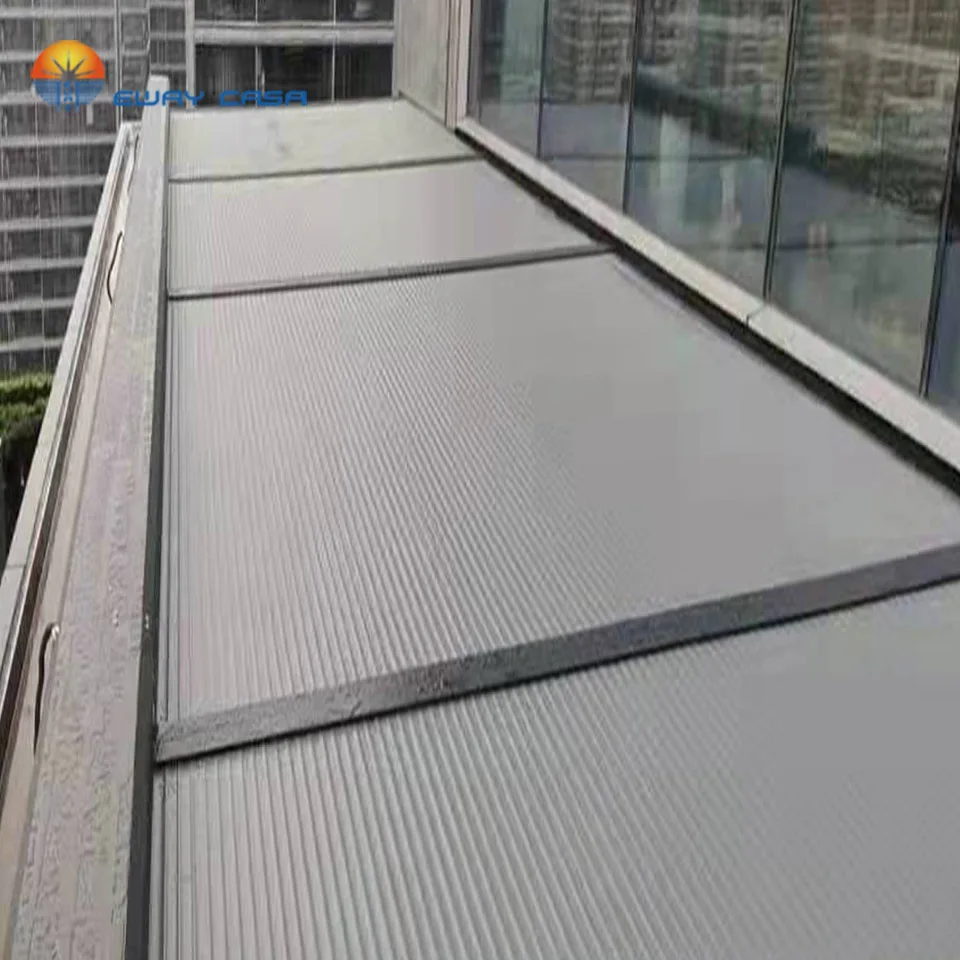 

EWAY CASA Anti Drone Retractable Metal Canopy for Pergola Alum Dual Motor Terrace Awning for Gazebos Glass Roof FTS_Awning_Metal
