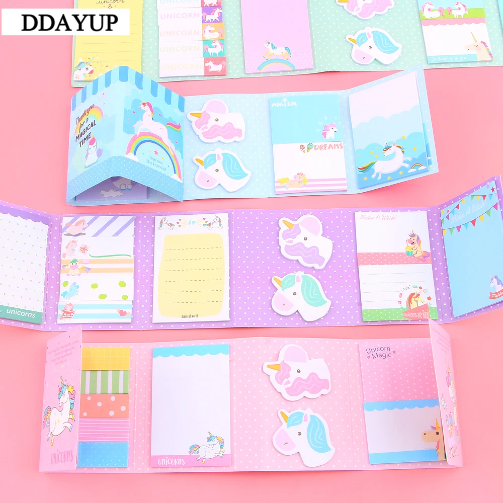 Милые вечерние накладки с единорогом 6 складных блокнотов N Times Sticky Notes закладки