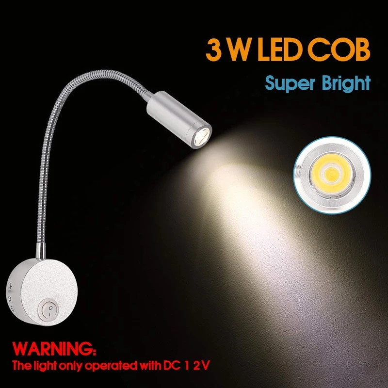 DC 12V светильник для чтения с usb зарядным портом RV Внутреннее освещение гибкий светодиодный светильник, предназначенный для автомобилей, караванов, лодок, Mot