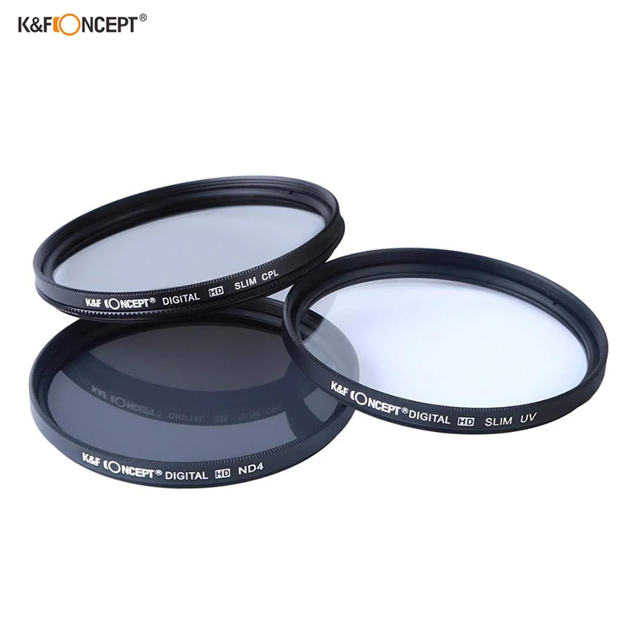 K &amp F Concept 58 мм 3 шт. тонкий объектив Filte Kit UV CPL ND4 чистящая ручка для объектива +