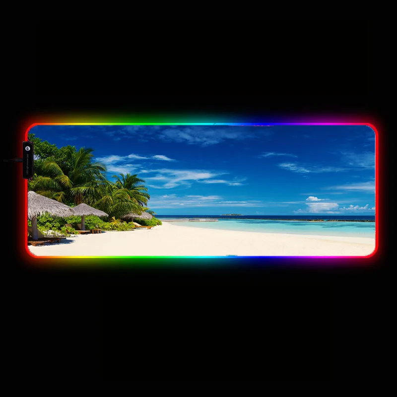 

MRGBEST Sea Beach Scenery RGB Large Mouse Pad Oversize Glowing Led Extended Mousepad Non-Slip Base Computer Keyboard Pad Mat