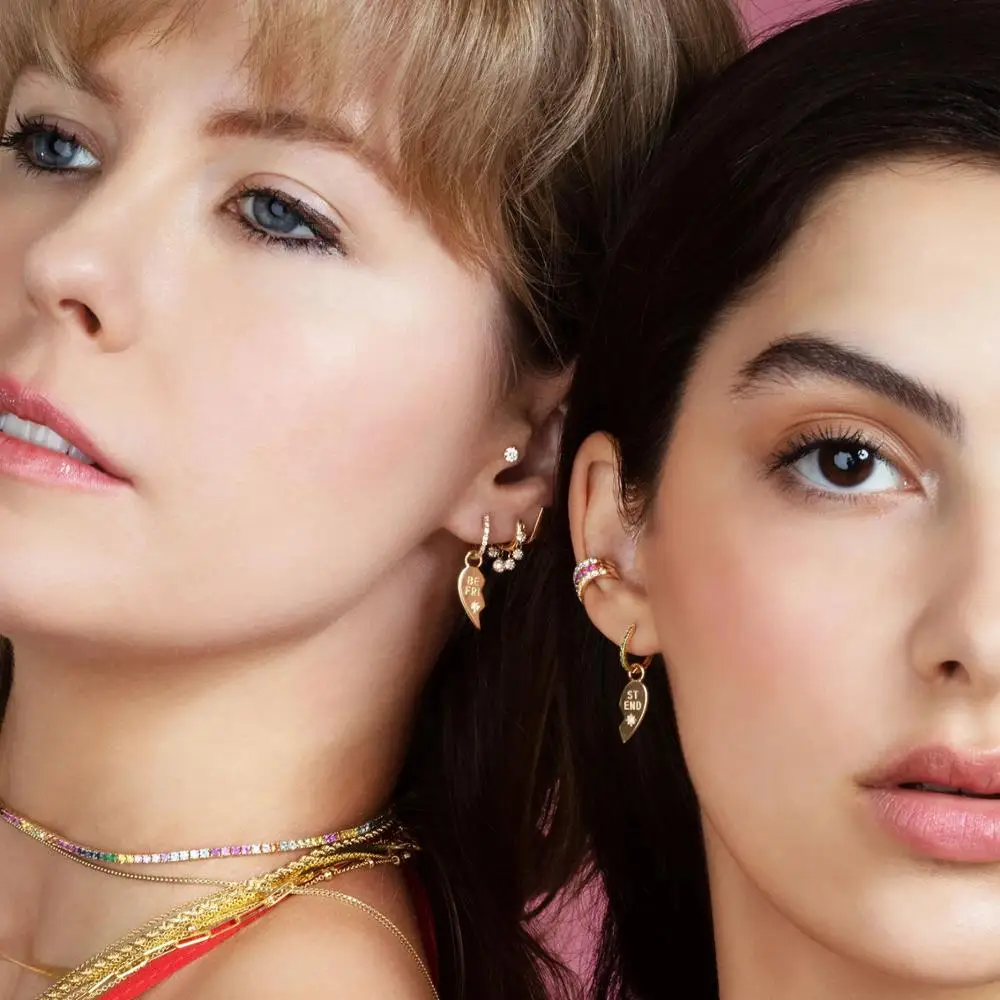 

cz mini small hoops with lovely heart charm fashion jewelry 100% 925 sterling silver charm pendant Hoop earring