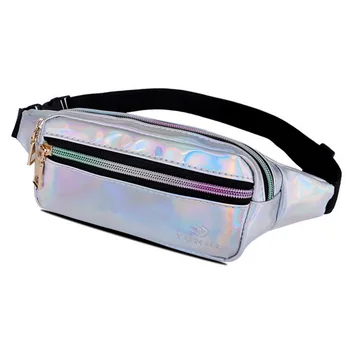 

Laser Holographic Fanny Pack Feminina Slim Shiny Waist Bag PU Waterproof Bum Bag Travel Hip Bags for Womens Girls 2020 New