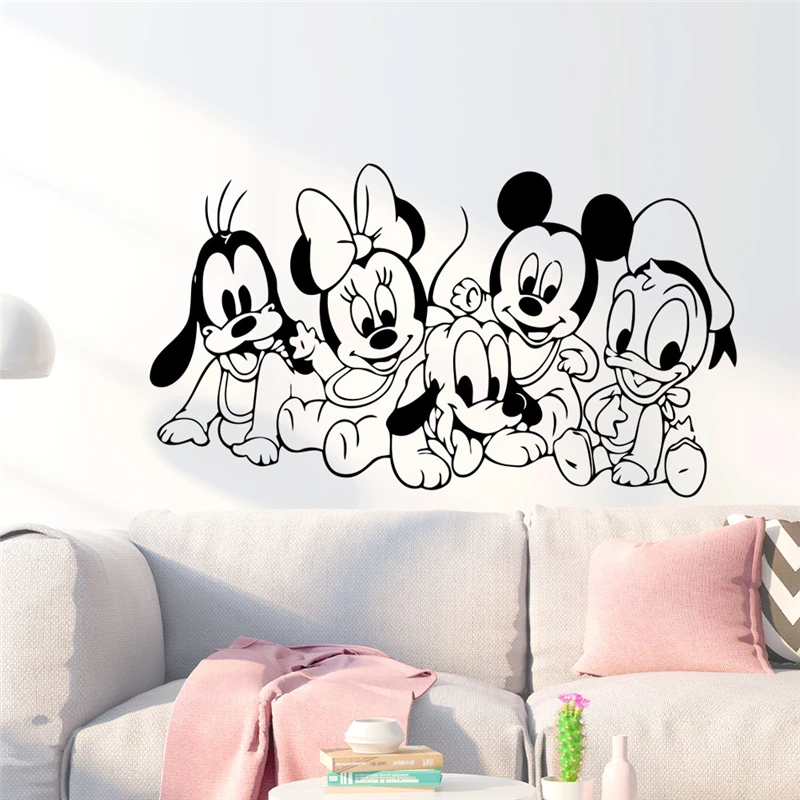 Disney Bebe Mickey Minnie Goofy Pluto Vinilos De Pared Para Ninos Habitaciones Decoracion De Dibujos Animados Pegatinas De Pared Arte Para Mural De Vinilo Diy Papel Pintado Adhesivos Para Pared Aliexpress