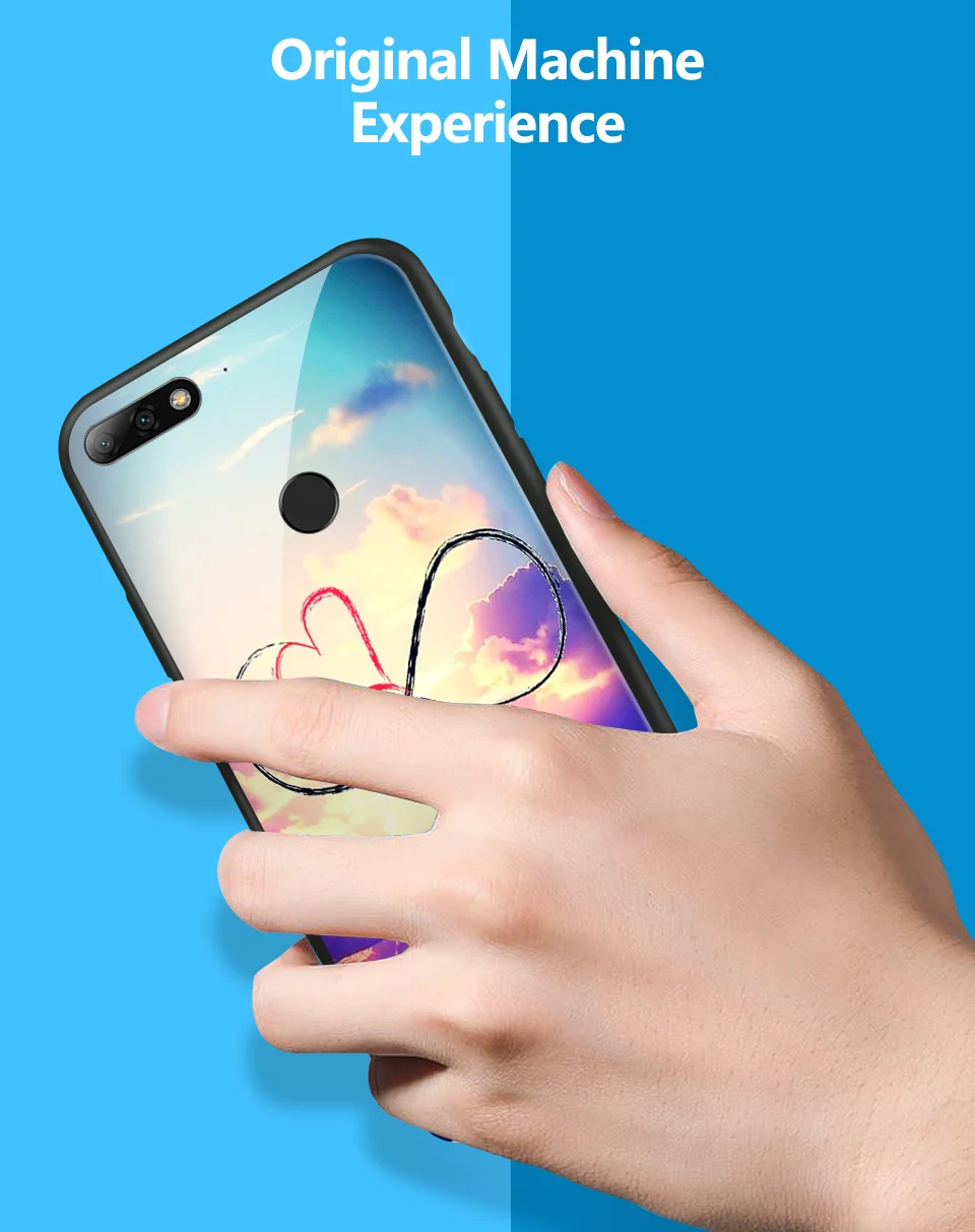 Для huawei Y7 Prime /Enjoy8 ТПУ Мягкий край задняя крышка из закаленного стекла чехол для телефона huawei Enjoy 9/9 S полная защита оболочки