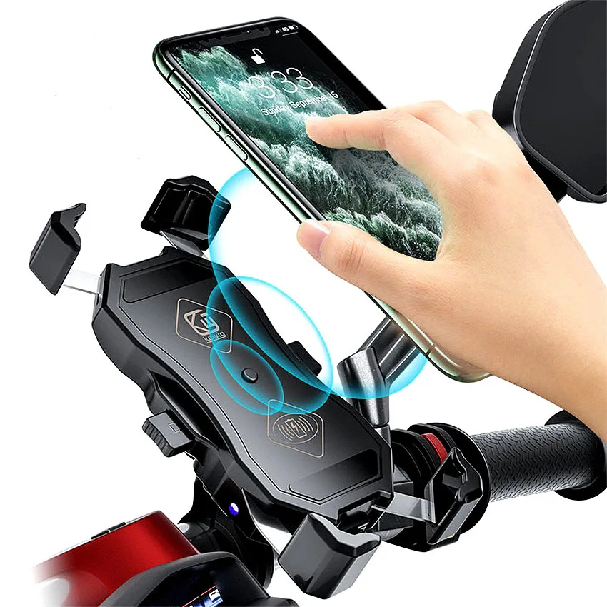 Quad Lock Motorcycle Phone Holder 15W Qi Wireless Charger Phone Holder