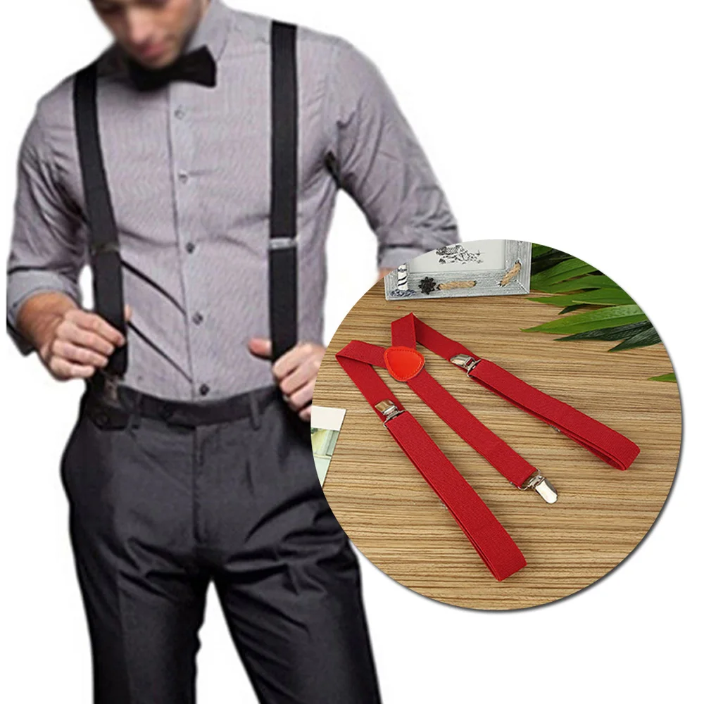 Women Men Elastic Suspenders Black Adjustable Braces Y-Back  Clip-on Adult Suspenders   Unisex Suspenders