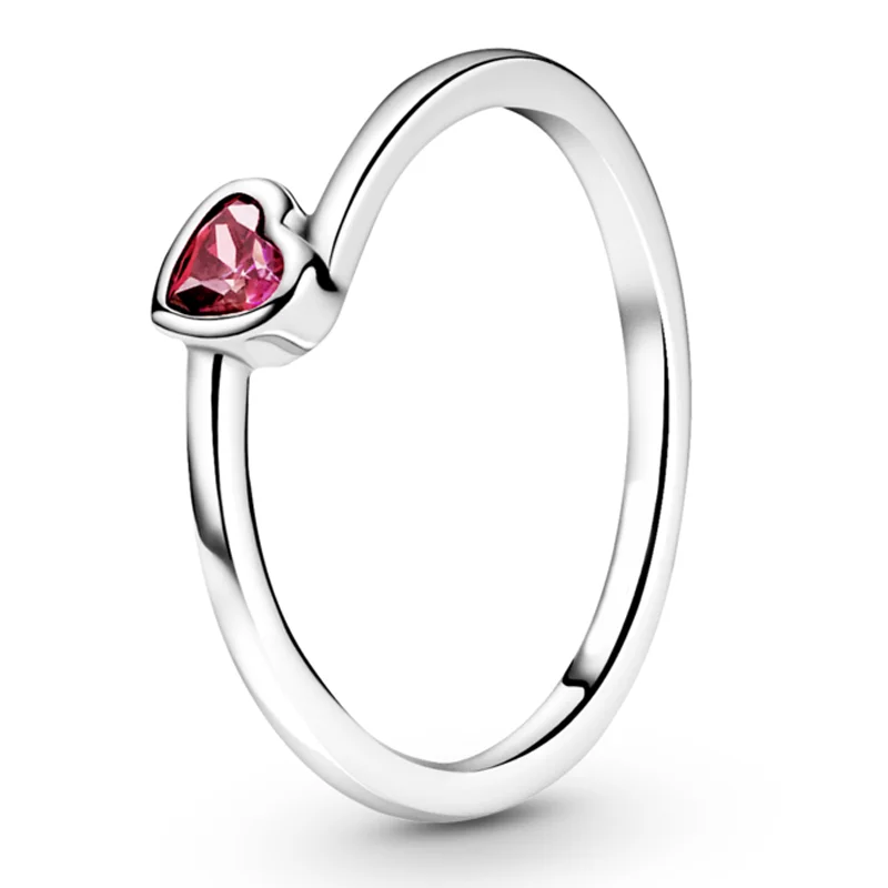 New 925 Sterling Silver Ring Red Tilted 