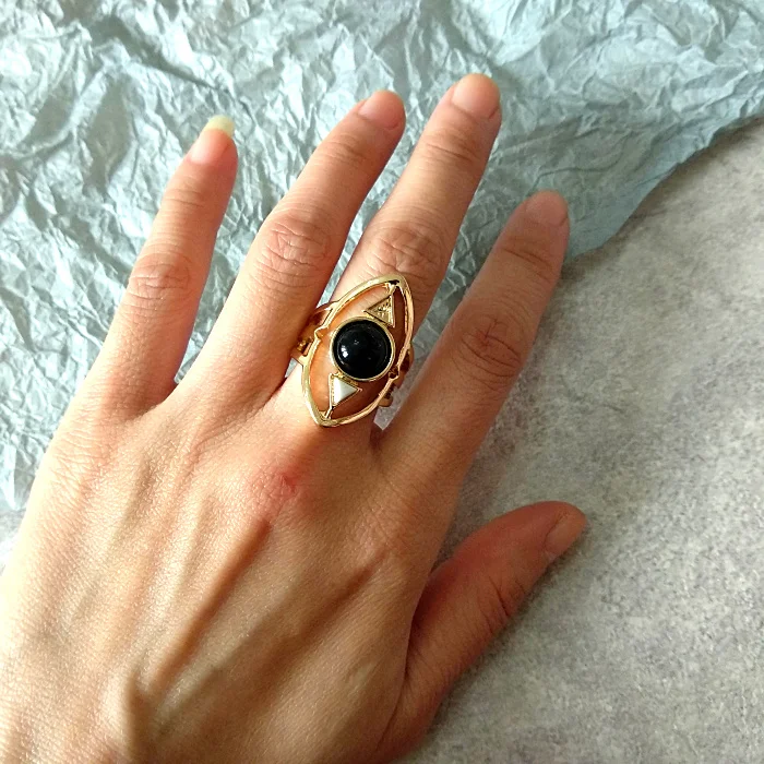 HUANZHI крутые цвета натуральный камень Spar геометрический полый двойной слой Корона кольцо палец кольца для мужчин и женщин вечерние экзотические