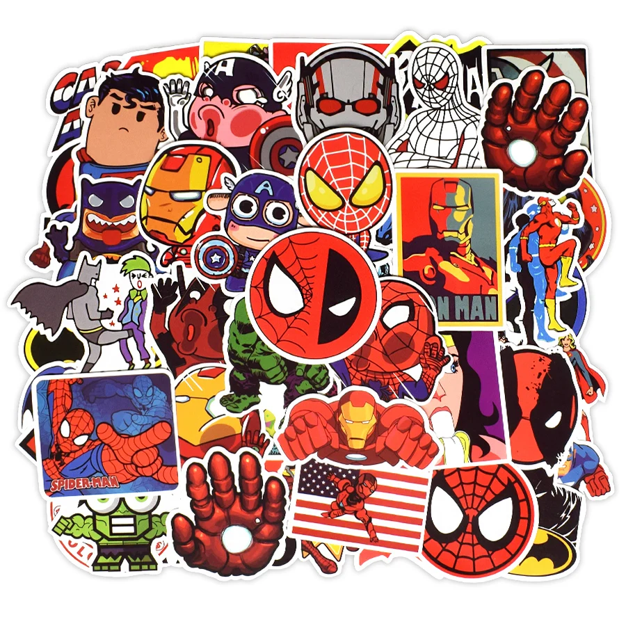

50 PCS Super Hero Anime Cartoon Stickers for Kids to DIY Laptop Skateboard Luggage Water Bottle Car Vinyl Decals Sticker Toys