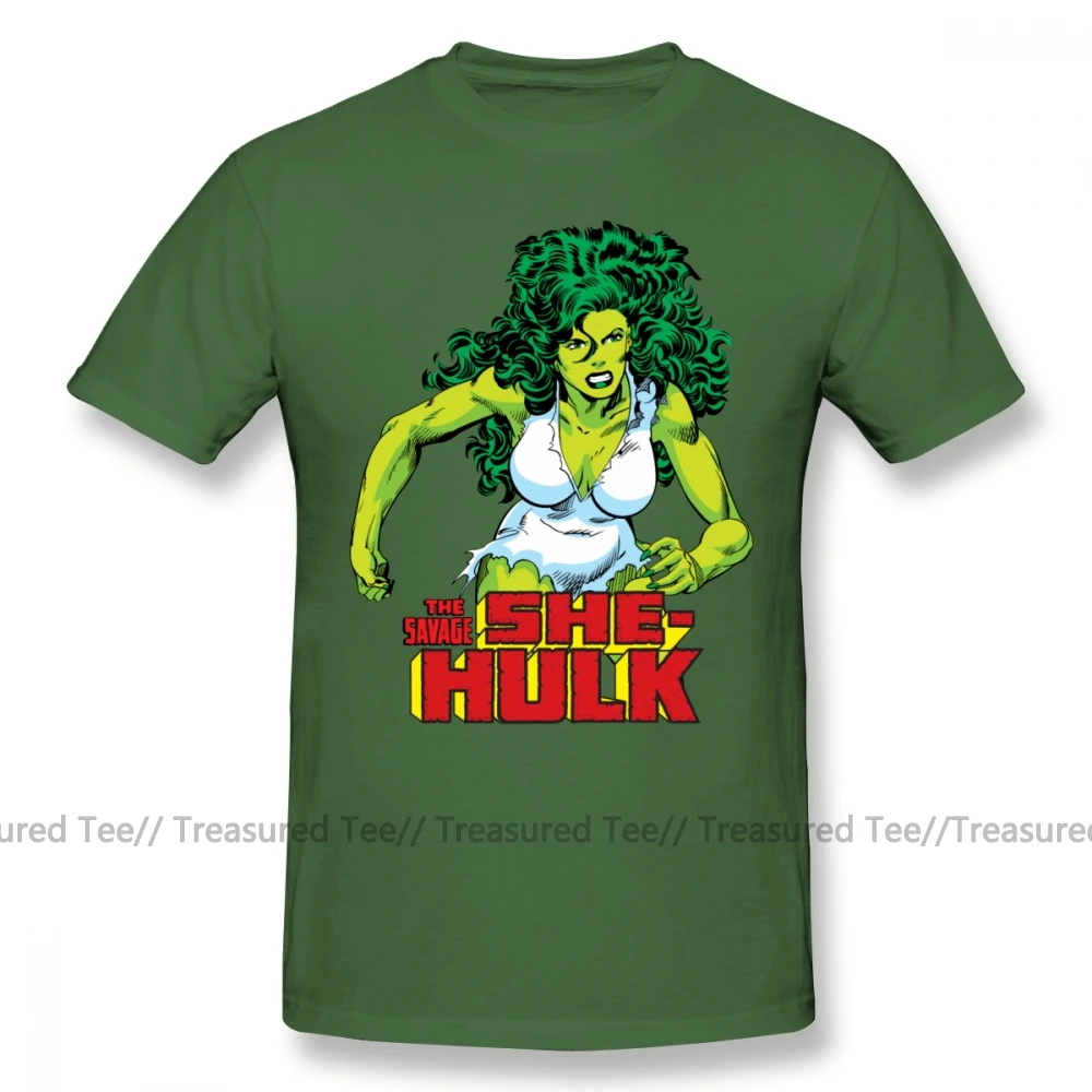 Халк футболка She-Hulk футболка плюс размер летняя футболка 100 Хлопок Забавный короткий рукав мужская футболка с принтом - Цвет: Army Green