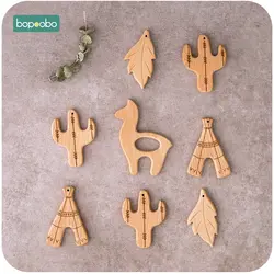 Bopoobo 5 шт. деревянный Прорезыватель для еды, из бука, деревянные животные, детские игрушки для новорожденных, подвеска, соска, комплект для