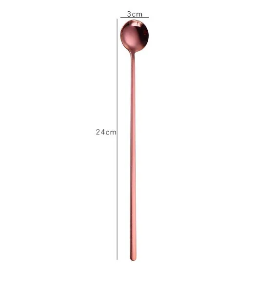 KONCO Ice Tea Spoon Coffee Scoop Mixing Ice Cream Spoon Stainless Steel Cocktail Stirring Bar Accessoriess - Цвет: rose golden