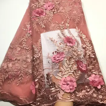 

African Lace Fabric 2020 High Quality Lace with beaded/ Nigerian Lace Fabrics French Tulle 3d Lace Fabric for Women Dress M2845