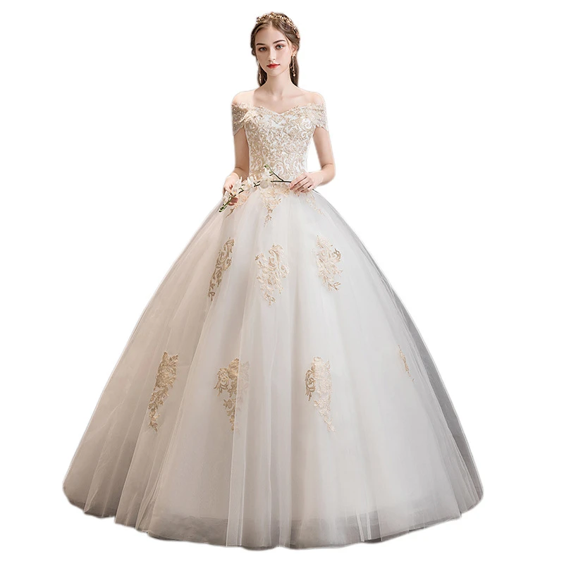Роскошная свадебная одежда кружевное бальное платье с v-образным вырезом и бисером, элегантное вечернее платье невесты Vestido De Noiva