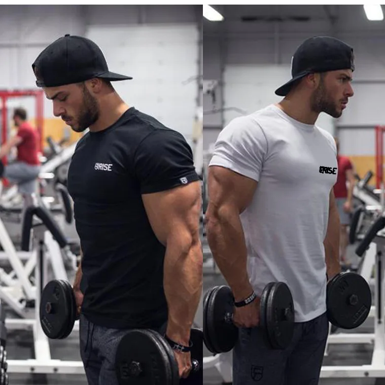 

Muscle Brother Summer Fitness Tops Elasticity Slim Fit Sports Casual Short Sleeve Breathable Running Training Suit MEN'S T-shirt