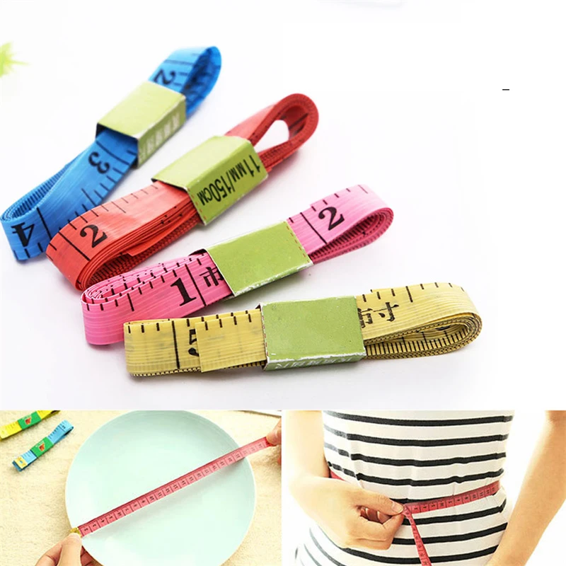 цена 150mm Body Measuring Ruler Sewing Tailor Tape Measure Soft Meter Sewing Measuring Tape Random Color Durable Woodworking Tools