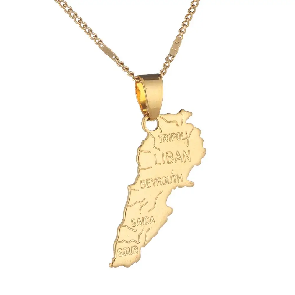 LebanonMapPendantNecklacesGoldColorJewelryLibanMapsofLebanese
