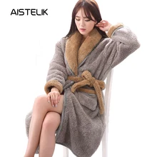 Новая стильная зимняя женская ночная рубашка из плюша, однотонное платье в Корейском стиле, плотная Фланелевая пижама, осенне-зимние халаты, удобные домашние высококачественные халаты