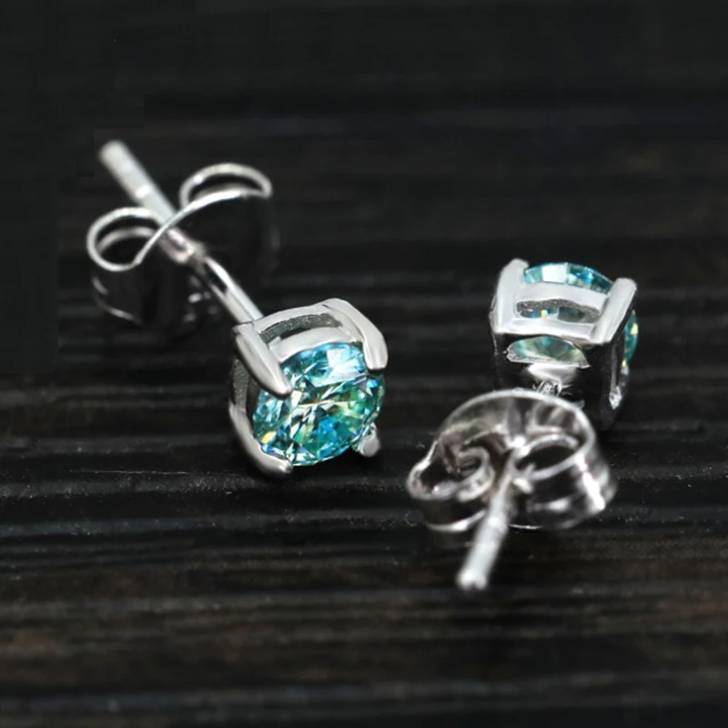 COSYA 100% 925 Sterling Silver Real 1 Carat Aquamarine Moissanite Stue Earrings For Women Sparkling Wedding Party Fine Jewelry