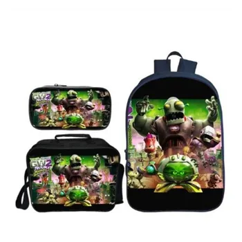 

Hot Sale 3 Pcs/Set Fashion Printing 3D Plants VS Zombies Children Backpacks for Kids Cartoon Dinosaur School Bags Boys Bookbag