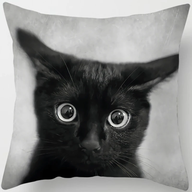 seat cushions Black cat printing square pillowcase, home decoration, car sofa cushion cover 45*45cm outdoor chair cushions