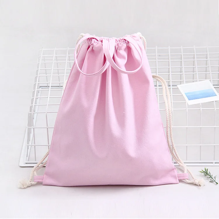 

Travel Bundle Mouth Portable Backpack Solid Color Double Shoulder Large Capacity Student Schoolbag Leisure Cloth Bag