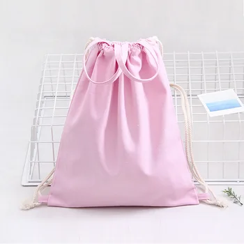 

Travel Bundle Mouth Portable Backpack Solid Color Double Shoulder Large Capacity Student Schoolbag Leisure Cloth Bag