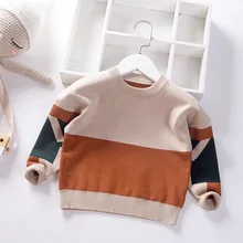 cotton spliced color boys sweaters warm kids winter knitted wear elegant pullover children's clothing winter fall