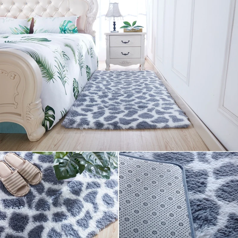 

Encryption plus soft carpet bedroom variegated tie-dye mat bed front leopard plush blanket living room coffee table rug