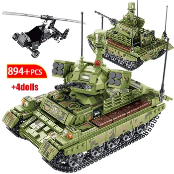 

City Military Armored Ambulance Truck Building Blocks for Technic WW2 VT-4 Main Battle Tank Figures Bricks Toys For Boys