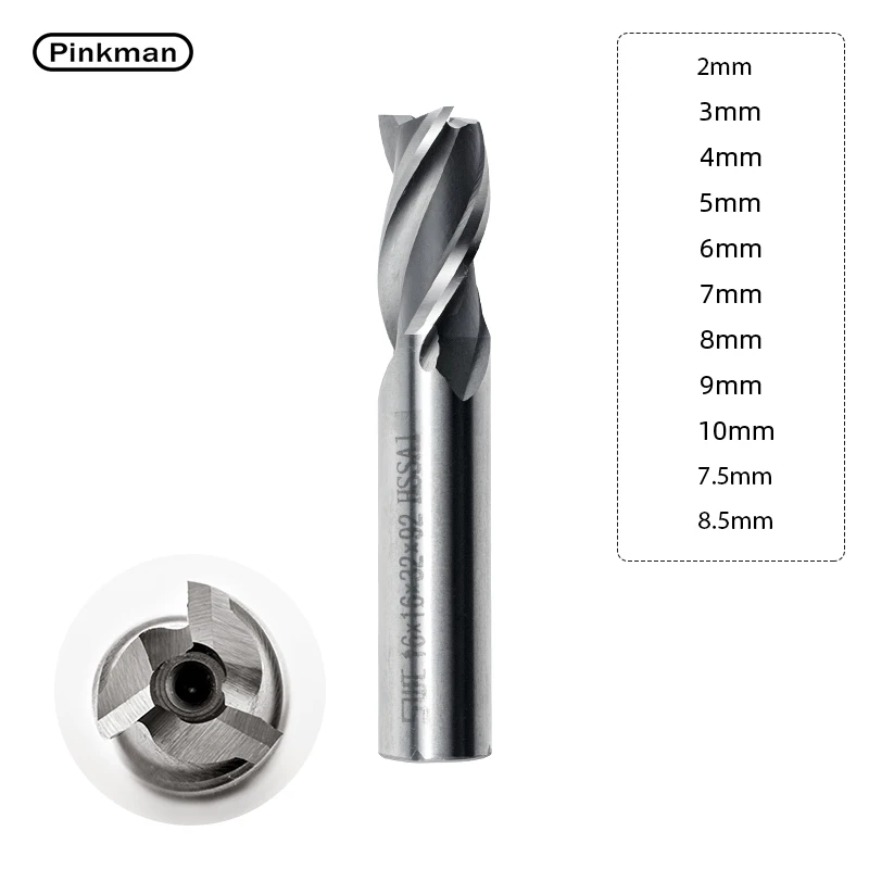 

Pinkman 1pc Three Flute 2-10mm Lengthen CNC Milling Cutter Router Bit For Metal Milling Cutters Router Drill Bits For Metal Tool