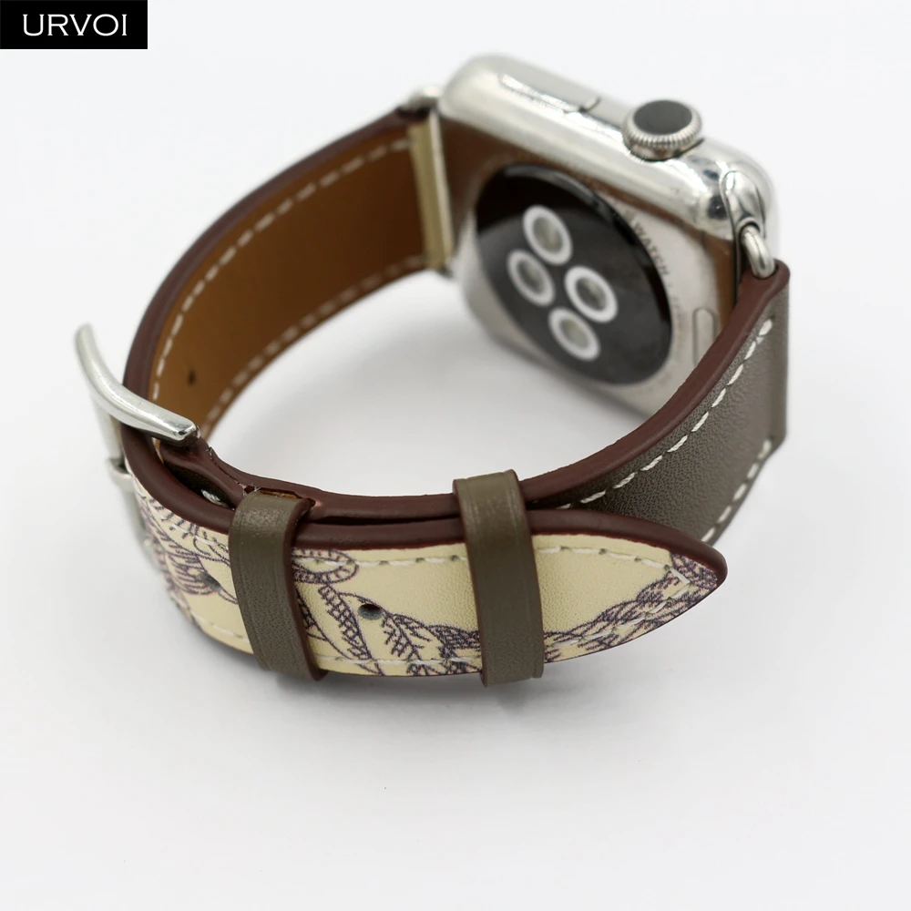 URVOI печатных один тур band для apple watch серии 5/4 3/2/1 Swift кожаный ремешок наручных часов
