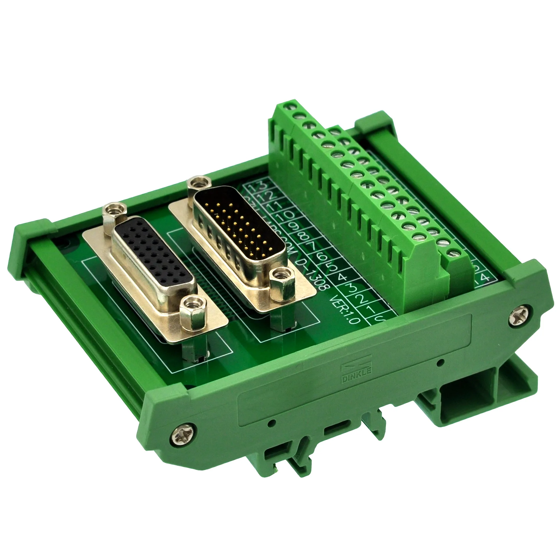 DB15 Female Signals Breakout Board Din Rail Mounting Header Screw terminals