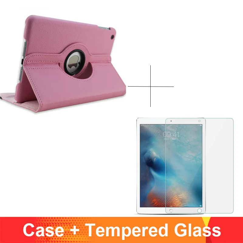 pink add glass 360 градусов вращающийся из искусственной кожи с откидной крышкой чехол для iPad 2/3/4, чехол с подставкой Чехол смарт планшет A1395 A1396 A1416 A1430 A1458 A1460 - Цвет: pink add glass